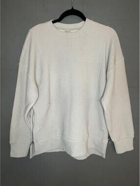 Calia Heavy Textured Pullover Top Cream XS EUC Large Side Zippers